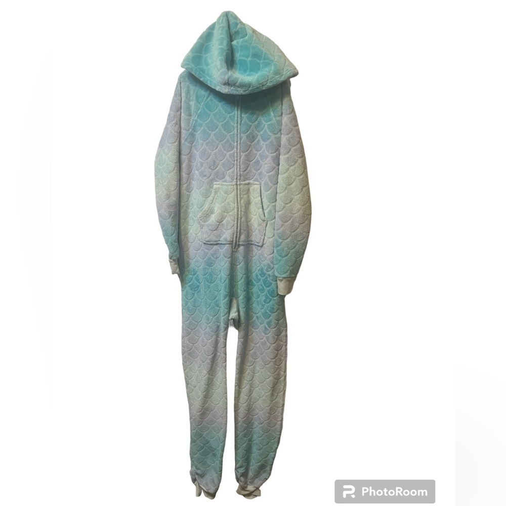 Girls Mermaid One Piece Pajamas with Hood and Pocket